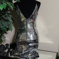 Silver Dress Plunging Front Zip Back Hot Party Dress, Hot Party Dresses, Silver Dress, Colorful Dresses, Party Dress, Mini Dress, Womens Dresses, Silver, Women Shopping