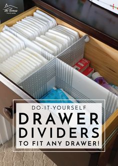 an open drawer with the words do - it - yourself drawer dividers to fit any drawer