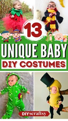 baby costumes for halloween with the title 13 unique baby diy costumes