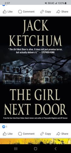 the girl next door by jack ketchum is shown on an iphone screen, and it