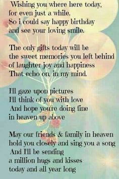 a poem with balloons floating in the air and some words written on it that says, wishing you were here today