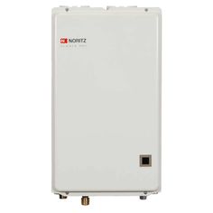 the northz tankless water heater is shown on a white background with an orange and