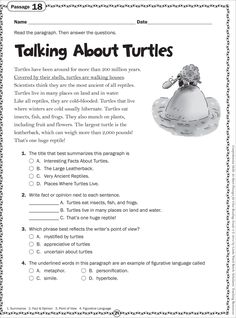 a page from the book talking about turtles