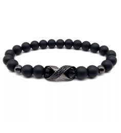 "Simple and elegant this black onyx bracelet is made with 8mm natural stones, combined with black stainless steel charm and beads, beaded in elastic cord 1mm  Fits size 8\"-9\"" Malachite Necklace, Malachite Pendant, Black Onyx Bracelet, Bracelet Mens, Onyx Bracelet, Agate Bracelet, Black Agate, Amethyst Necklace, Black Stainless Steel