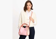 Knott Colorblocked Medium Crossbody Tote | KATE SPADE Spring Leather Shoulder Bag With Leather Trim, Spring Leather Bags With Leather Trim, Elegant Spring Bag With Leather Trim, Elegant Bags With Leather Trim For Spring, Kate Spade Shoulder Bag For Fall, Chic Shoulder Bag With Leather Trim For Spring, Pink Leather Shoulder Bag With Leather Trim, Spring Chic Shoulder Bag With Leather Trim, Spring Workwear Shoulder Bag With Double Handle