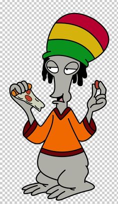 an image of a cartoon character eating pizza