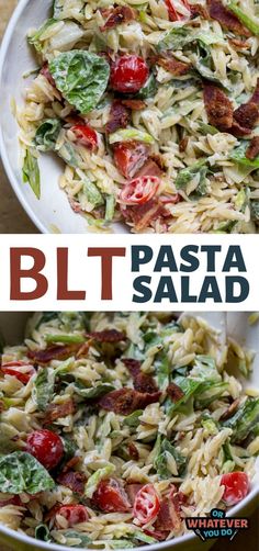 pasta salad with bacon, lettuce and tomatoes