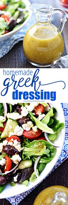 this homemade greek salad is loaded with fresh vegetables, feta cheese, and dressing