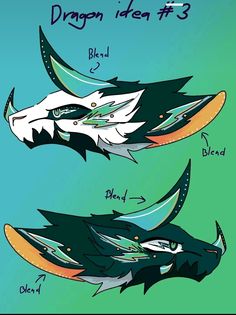 two different types of dragon heads with the words dragon idea it's