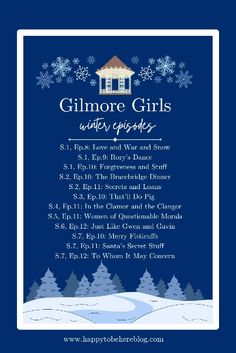 a blue christmas card with the words,'glimmore girls winter grads '