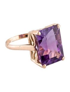 14K Rose GoldFeaturing 13.07 Carat Rectangular Mixed Cut Amethyst Elegant Rectangular Amethyst Ring For Formal Occasions, Formal Purple Amethyst Ring With Rectangular Shape, Formal Rectangular Amethyst Ring, Formal Rectangular Purple Amethyst Ring, Elegant 14k Gold Rectangular Amethyst Ring, Formal Rose Gold Amethyst Ring In 14k Gold, Formal Rose Gold Amethyst Ring, Elegant Amethyst Ring With Rectangular Stone For Formal Occasion, Elegant Formal Amethyst Ring With Rectangular Stone