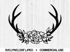 an antler with flowers on it and the words svg png dxf file