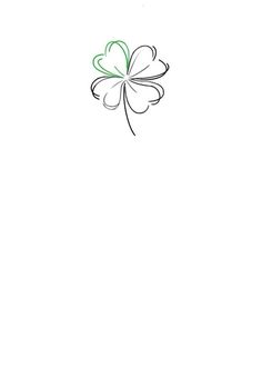 a four leaf clover is shown in green and black ink on a white paper background