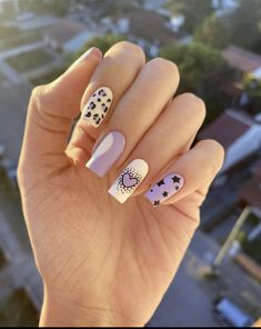 Lilac Nails, Nails Yellow, Art Deco Nails, Purple Nail Designs, Nails Blue, Almond Shape, Spring Nail Art