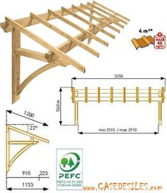 the plans for a wooden structure are shown