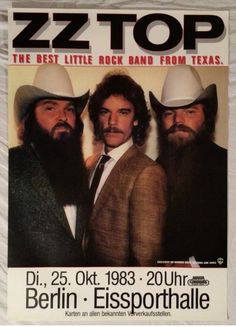 an old concert poster for the band zz top