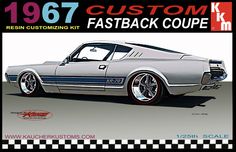 an advertisement for a fastback coupe car with the words custom kk on it