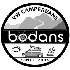 the logo for bodans vw campervan's in black and white