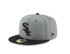 the chicago white sox'new era 59fifty fitted cap is shown in grey and black