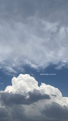 an airplane is flying in the sky with some clouds behind it and a quote written below