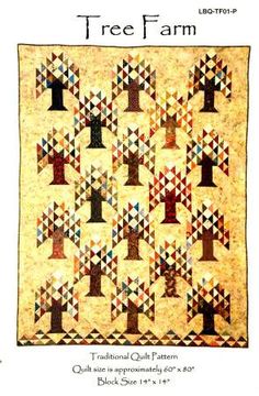 the cover of tree farm quilt pattern, with an image of trees in squares and crosses