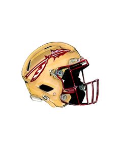 a drawing of a football helmet on a white background