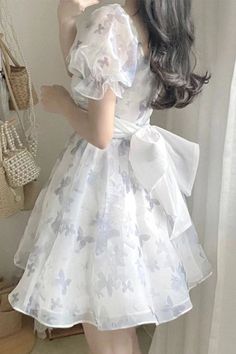 Casual Kawaii, Bubble Sleeve Dress, Y2k Mini Dress, Dress Office, Short Party Dress, Bubble Sleeve, Korean Dress