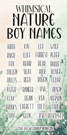 a poster with the names of different types of plants and flowers on it's side