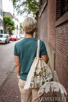 Cotton Shopping Bag with “Tapestry of War” Print for sale. Available in: cotton sheeting non-bleached (natural) :: by medieval store ArmStreet Antique Tapestry Bags For Everyday, Medieval Shoulder Bag, Traditional Embroidered Tapestry Bags, Medieval Accessories