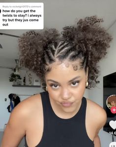 Fun Protective Hairstyles, Criss Cross Curly Hairstyle, Christmas Natural Hairstyles, Half Cornrows Natural Hair, Braid Styles No Weave, Fulani Mini Twists, Short Natural Hair Braid Styles, Braided Space Buns Black Women, Front Cornrows Hairstyles Natural Hair