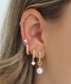 the perfect gold earring stack #evryjewels Earing Stack Gold, Gold Earring Stack, Evry Jewels, Earring Stack, Gold Earring, Secret Santa, Jewelry Store, Online Jewelry