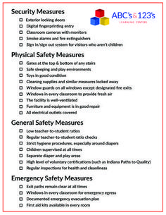 the safety measures list for children and adults