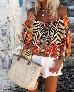 Outfit Estate, Jeans Summer, Orange Print, Leopard Print Top, Collars For Women, Chiffon Shirt, Women Shirts Blouse, Chiffon Blouse, Off Shoulder Tops