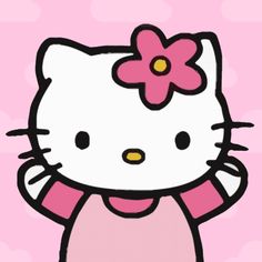 a hello kitty wallpaper with pink and white polka dots on the bottom right corner