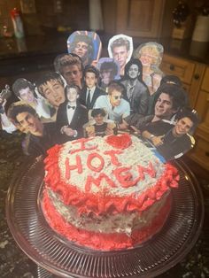 a cake that has been decorated with pictures of the cast of harry potter on it