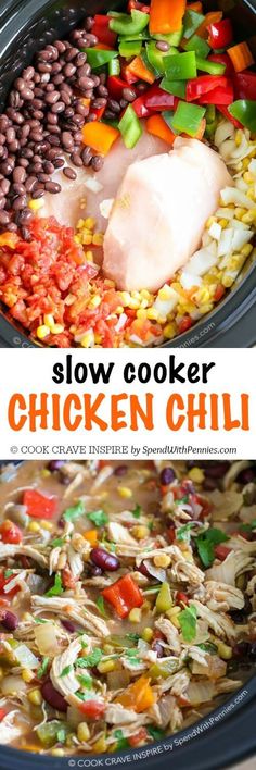 slow cooker chicken chili recipe in the crock pot