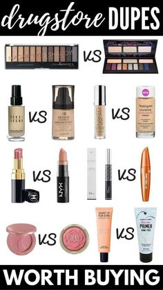 The Best Makeup Dupes: 12 Drugstore Dupes for High End Products | Who says makeup on a budget has to be low quality?! From mascara dupes to eyeshadow dupes, primer dupes to foundation dupes, and lipstick dupes to blush dupes, check out the best drugstore alternatives for high end products! Looking good has never been cheaper! #drugstoremakeup #drugstorebeauty #drugstorefinds #beauty #makeup #makeupdupes #makeuphacks #beautyhacks #makeuptips #beautytips Makeup Vs No Makeup, Revlon Makeup, Aloe Vera Face Mask, Makeup Shades, Fall Makeup Looks, The Best Makeup, Mascara Tips