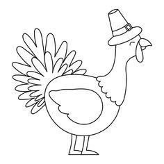 a black and white drawing of a chicken with a hat on it's head