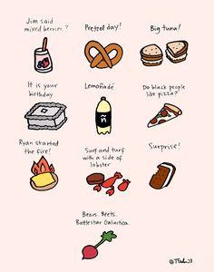 an illustrated poster with different types of food and words that describe the benefits of eating