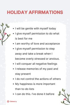 a holiday affirmation is shown in red and white