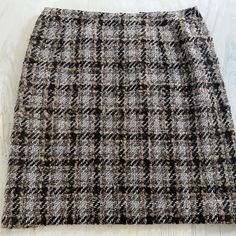 Vintage Chanel Tweed Skirt Color Combination Can Be Worn With White, Black And Beige Tops In Excellent Condition With Light Pulls Throughout In Wool 21.5 In From Top To Bottom Size 40 (I’m A Size 6 And This Fits A Little Big Around Waist) 6 Inch Hidden Zipper In Back (Attached Pictures Show Zipper Open And Closed) Tried To Take A Couple Of Selfies Showing Front And Back Of Skirt When Worn Vintage Chanel Tweed, Chanel Tweed Skirt, Chanel Skirt, Chanel Black And White, Chanel Tweed, Black And White Skirt, Light Pull, Beige Top, Black And Beige