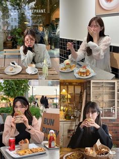 two women sitting at a table eating food