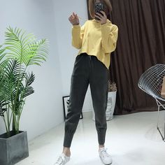 FREE SHIPPING Streetwear Women Pants Elastic High Waist Pockets Suede Harem Pants Casual Autumn Plus Size Trousers Women pantalones mujer JKP2184 Women Pants Pattern, Pant Trousers Women, Carrot Pants, Casual Pants Style, Suede Pants, Harem Pants Women, Ankle Length Pants, Women Pants Casual, Streetwear Women