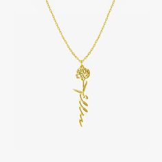 Celebrate your unique birth month with our birth flower necklace in 14K solid gold. This exquisite necklace features a delicately crafted flower pendant representing your birth month, adding a personal touch to your jewelry collection. Made from high-quality 14K solid gold, it combines elegance and durability, perfect for daily wear or special occasions. Embrace your individuality with this meaningful piece. Shop now to personalize your look with the beauty of nature. Material: 14K Solid Gold and 925 Sterling Silver Adjustable gold extension chain Closure: Spring ring Chain style: Cable Style: Minimalist Gold Dainty Name Necklace With Birth Flower, 14k Gold Birth Flower Necklace, Dangle Cross Earrings, Birth Flower Necklace, Ring Chain, Gold Cross Necklace, Cross Bracelet, Cross Earrings, Birth Flower