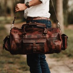 Small Duffle Bag - Leather Duffel Bag | Buffalo Jackson Luxury Classic Bags For Adventure, Buffalo Jackson, Small Duffle Bag, Flight Bag, Leather Briefcase Bag, Briefcase Bag, Leather Duffel Bag, Leather Weekender Bag, Leather Duffel