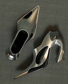 Detail Couture, Futuristic Shoes, Mode Shoes, Metal Objects, Funky Shoes, Liquid Metal, Futuristic Fashion, Avant Garde Fashion, Shoe Inspo