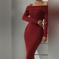 Shein Women Sxy Red Off Shoulder Bodycon Sweater Dress Size 4 New Without Tags Fitted Off-shoulder Bodycon Winter Dress, Red Bodycon Dress For Winter Night Out, Red Winter Party Bodycon Dress, Winter Party Red Bodycon Dress, Red Bodycon Mini Dress For Winter, Red Mini Bodycon Dress For Winter, Red Stretch Bodycon Winter Dress, Red Stretch Bodycon Dress For Winter, Red Stretch Off-shoulder Bodycon Dress