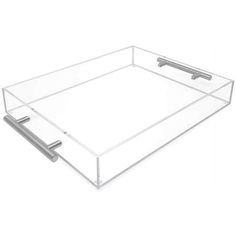 a clear plastic tray with two handles