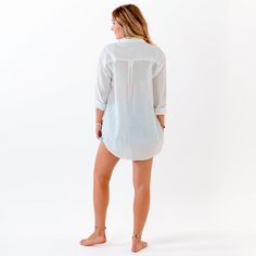 Never sacrifice style for comfort again! Rock our Boyfriend Button Up all around town, from the beach to the street. Crafted with breathable 100% cotton and natural coconut shell buttons, this lightweight long sleeve top has an oversized fit. Throw on as a swim cover-up after a quick dip in the ocean or styled with jeans for brunch with the gals. Note: The black and white styles boast a lightweight 1-ply cotton for coverage, while the new sage color rocks a thicker 2-ply cotton, ensuring the coz Lightweight Long Sleeve Beachwear Cover-up, Casual Upf 50+ Cover-up For The Beach, Casual Upf 50+ Beach Cover-up, Casual Relaxed Fit Beach Cover-up, Casual Loungewear Cover-up With Upf 50+, Casual Relaxed Fit Cover-up For Loungewear, Beachy Upf 50+ Tops For Spring, Oversized Cotton Casual Cover-up, Beachy Long Sleeve Tops For Beach Season