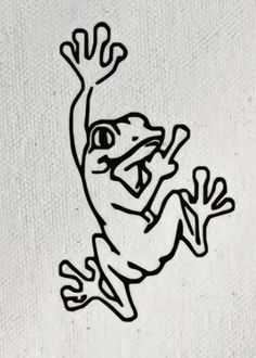 a drawing of a frog jumping up into the air